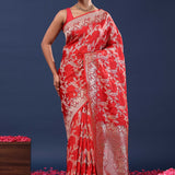 Red Banarasi Saree With Designer Border