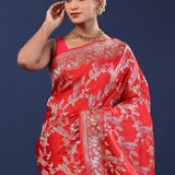Red Banarasi Saree With Designer Border