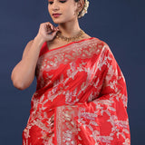 Red Banarasi Saree With Designer Border