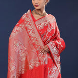 Red Banarasi Saree With Designer Border