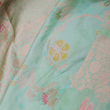 Turquoise Green Banarasi Silk Saree With Meenakari Design