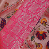 Deep Rose Pink Paithani Saree With Geometrical Pattern