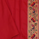 Turkish Pink Paithani Tissue Saree With Contrast Border