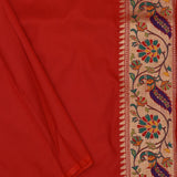 Golden Beige Paithani Tissue Saree With Contrast Border