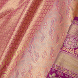 Dark Peach Kanjivaram Tissue Saree With Contrast Border