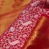 Red Kanjivaram Silk Saree With Jaal