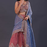Dusty Pink Chinon Georgette Embroidered Lehenga Set