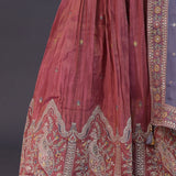 Dusty Pink Chinon Georgette Embroidered Lehenga Set