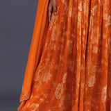 Tiger Orange Chinon Silk Stone Work Gown Set