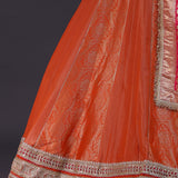 Orange Banarasi Tissue Silk Anarkali Set