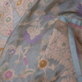 Sky Blue Banarasi Tissue Saree With Meenakari Jaal