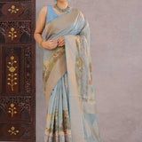 Grey Tissue Banarasi Saree With Butti'S