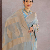 Grey Tissue Banarasi Saree With Butti'S