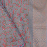 Grey Tissue Banarasi Saree With Butti'S