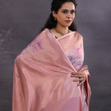 Pastel Rose Pink Banarasi Silk Saree With Meenakari Jaal