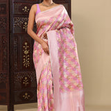 Pink Banarasi Silk Rangkat Saree