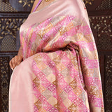 Pink Banarasi Silk Rangkat Saree