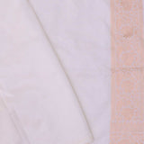 White Banarasi Silk Saree With Gold Zari Border