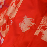 Vibrant Red Mashru Banarasi Saree With Horse Motifs