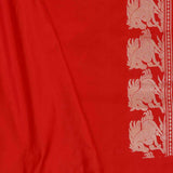 Vibrant Red Mashru Banarasi Saree With Horse Motifs