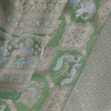 Pastel Mint Green Banarasi Silk Saree With Meenakari Jaal