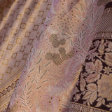 Beige Kanjivaram Tissue Saree With Contrast Dark Brown Border