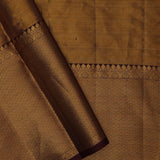 Beige Kanjivaram Tissue Saree With Contrast Dark Brown Border