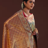 Mint Candy Green Kanjivaram Tissue Saree With Contrast Border