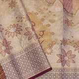 Golden Kanjivaram Silk Saree With Stripes