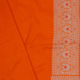 Vibrant Orange Banarasi Silk Saree With Floral Jaal