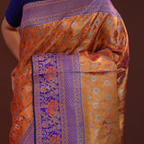 Orange Kanjivaram Tissue Saree With Floral Jaal
