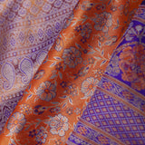 Orange Kanjivaram Tissue Saree With Floral Jaal