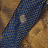Rhino Tealish Blue Kanjivaram Silk Saree With Checks Pattern