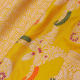 Cyber Yellow Banarasi Silk Saree With Meenakari Design