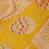 Vibrant Yellow Banarasi Silk Saree With Meenakari Butti'S