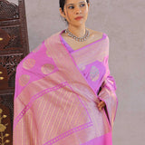 Orchid Purple Banarasi Silk Saree With Meenakari Butti'S