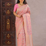 Dusty Pink Banarasi Silk Saree With Scallop Design