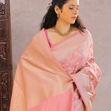 Dusty Pink Banarasi Silk Saree With Scallop Design