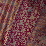 Burgundy Kanjivaram Tissue Saree With Leaf And Floral Jaal