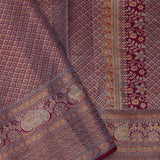 Burgundy Kanjivaram Tissue Saree With Leaf And Floral Jaal