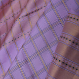 Wisteria Purple Kanjivaram Silk Saree With Checks Pattern
