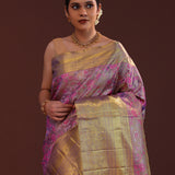 Amethyst Purple Kanjivaram Tissue Saree With Floral Jaal