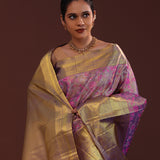 Amethyst Purple Kanjivaram Tissue Saree With Floral Jaal