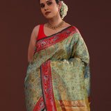 Mint Green Kanjivaram Tissue Saree With Motifs