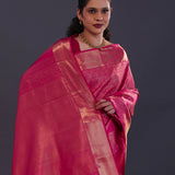 Purple Red Kanjivaram Silk Saree With Designer Border