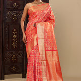 Pink Kanjivaram Silk Saree With Checks Design