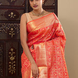 Pink Kanjivaram Silk Saree With Checks Design