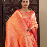 Pink Kanjivaram Silk Saree With Checks Design