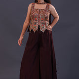 Black Satin Crepe Indowestern Set