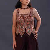 Black Satin Crepe Indowestern Set